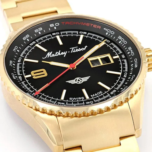 Vista 2 de Mathey-Tissot Reloj de cuarzo suizo Atlas MTWG9001105 para hombre, Oro, Mathey Tissot Atlas Collection Reloj de tres manecillas con fecha