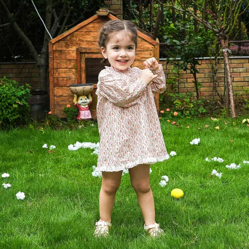 Vista 2 de pureborn Vestido tejido de algodón de manga corta y larga para bebé niña pequeña 0-5T