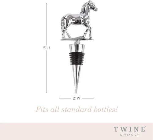 Vista 3 de Twine Derby - Tapón para botella de vino, mantiene el vino fresco, tapón de botella de caballo, se adapta a botellas estándar, metal, sello de goma