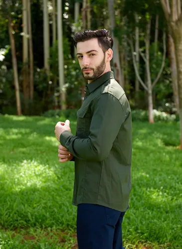 Vista 3 de XTAPAN Camisa casual de manga larga con botones de algodón para hombre