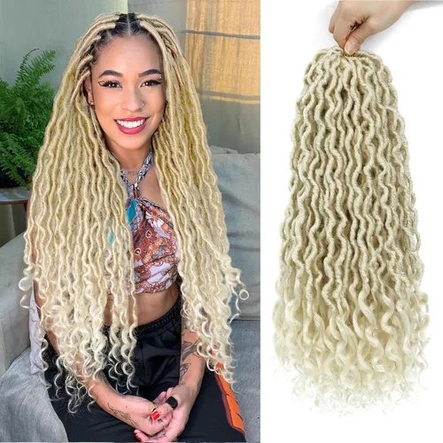 Vista 10 de Cabello Corto de Locs Falsos para Crochet Pre-Enrollado 12 Pulgadas 6 Paquetes Cabello de Locs de Diosa para Crochet Locs Falsos Suaves con Puntas