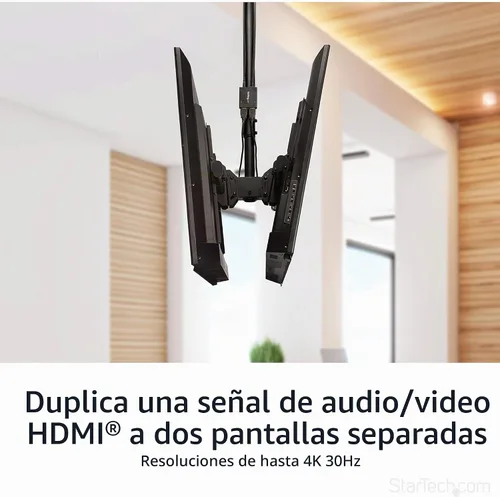 Vista 4 de StarTech Divisor HDMI 4K 1 Entrada 2 Salidas - Caja Divisor de Vídeo HDMI 1.4 de 2 Puertos 4K 30Hz -con cable HDMI de alta velocidad, cable