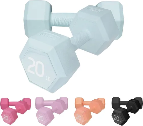 Vista 6 de Juego de pesas para mano de 5/10/15/20/25/36 libras, 5 opciones de colores, pesas libres de ejercicio y fitness, para mujeres y hombres