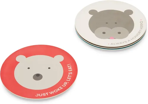 Vista 11 de Red Rover Juego de 4 platos infantiles de bambú de animales multicolor