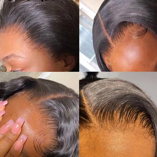 Vista 6 de Pelucas de cabello humano con encaje frontal transparente HD de 13 x 4, color 1B30, línea de cabello natural prearrancada, nudos blanqueados