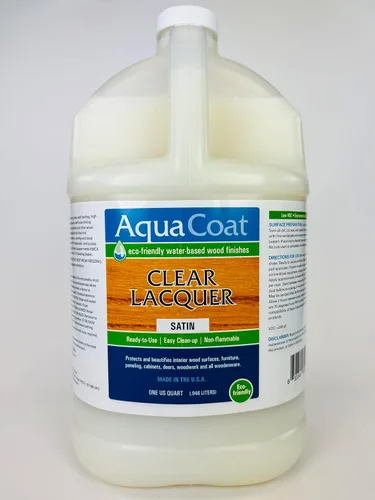 Vista 9 de Aqua Coat - Laca transparente con acabado brillante, a base de agua de primera calidad para madera y plástico, secado rápido, no se amarillea