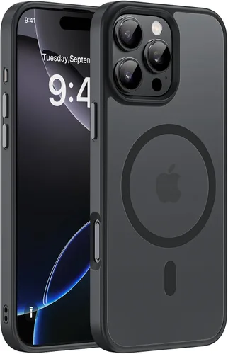 Vista 151 de Miracase - Funda magnética para iPhone 14 Plus de 6.7 pulgadas (compatible con MagSafe) (con 2 protectores de pantalla), protección de grado Negro