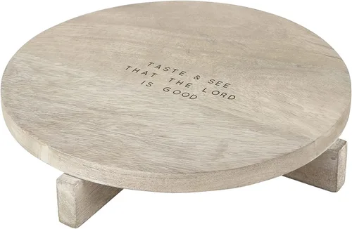 Vista 2 de Creative Brands Faithworks - Tabla redonda de madera de mango para charcutería, 11 pulgadas, Taste and See
