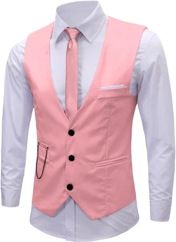 Vista 14 de Vestido formal para hombre, de negocios, ajustado, sin mangas, chaqueta de traje, chaleco chaleco Negro