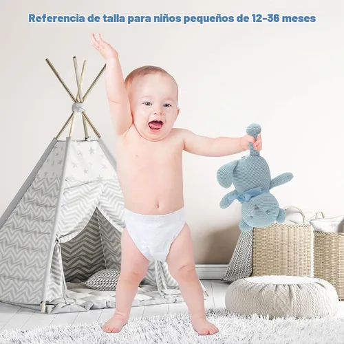 Vista 5 de FLUFFYFUN Oso de peluche azul 100% algodón orgánico de 6.5 pulgadas, animales de peluche para recién nacido Oso Azul