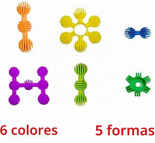 Vista 6 de RAINBOW TOYFROG Star Flex STEM - Juguetes de construcción - 70 bloques de conectores para niños con bolsa - Juguetes de mesa STEM y preescolar