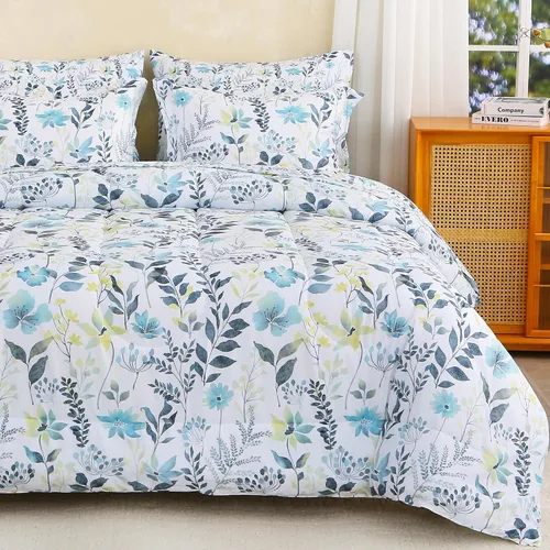 Vista 17 de lasoftan Juego de edredón floral Queen con sábanas, ropa de cama vintage de lujo de 7 piezas, ropa de cama de microfibra suave en una bolsa, juego