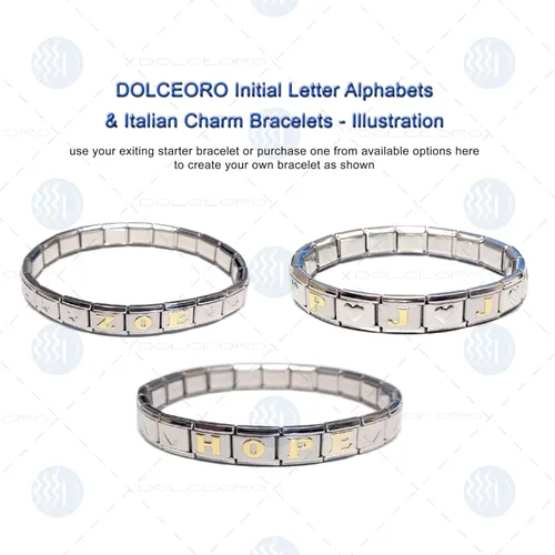 Vista 4 de Dolceoro Letra inicial del alfabeto, 0.354 in, tradicional, clásico, italiano, modular, de acero inoxidable