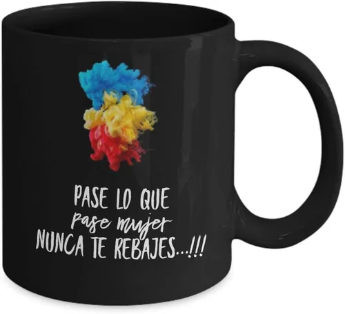 Vista 2 de Taza Nunca Te Rebajes, taza de café divertidas, tazas personalizadas, taza de café inspiradoras, taza con mensajes positivos.
