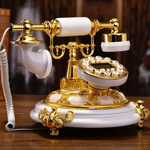 Vista 2 de Teléfono antiguo de estilo europeo Teléfonos antiguos Teléfonos de línea fija con cable Retro Teléfono Vintage Teléfono Pulsador Antiguo Teléfono