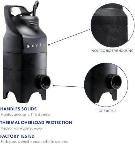 Vista 4 de Savio WMS1450 - Bomba sumergible Water Master Solids 1,450 GPH