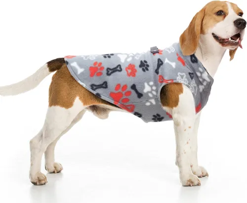 Vista 39 de BEAUTYZOO Chaleco de vellón para perros pequeños, de invierno y clima frío, con anillo en D, con anillo en D para correa, resistente al viento, rojo