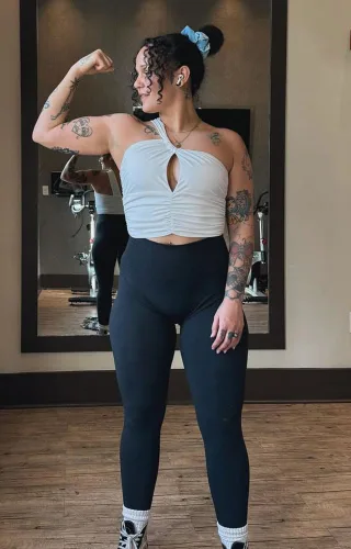 Vista 2 de Aoxjox Leggings sin costuras para mujer, cintura alta, control de abdomen, 2.0, contorno de sonrisa, leggings de entrenamiento, pantalones de yoga