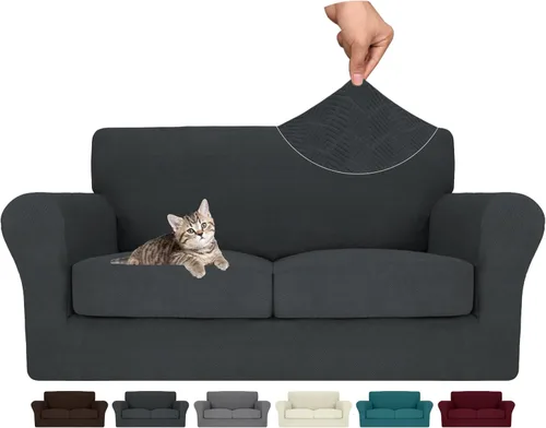 Vista 57 de MAXIJIN 2 piezas de fundas para silla con brazos, funda para silla de sofá para sala de estar, funda elástica para perros para una silla con 1 cojín