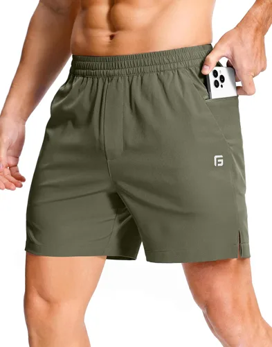 Vista 60 de GGJ Pantalones cortos deportivos ligeros para hombre con 2 bolsillos con cremallera de 7/5/9 pulgadas, pantalones cortos de tenis de secado rápido