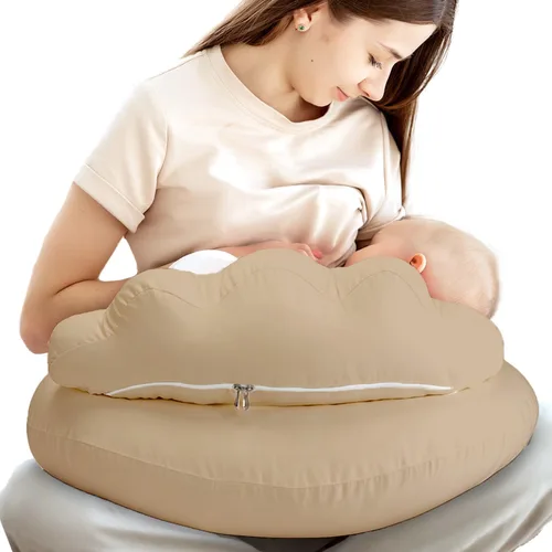Vista 16 de Almohada de Lactancia PILLANI para Amamantar, Almohada de Pecho con Barrera de Seguridad para Mayor Comodidad, Registro de Bebé, Funda de Algodón