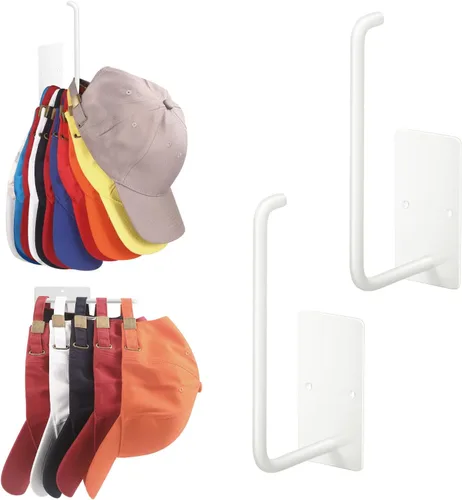 Vista 9 de Percheros para gorras de béisbol, paquete de 2 ganchos adhesivos de acero inoxidable para colgar sombreros para pared, organizador de ganchos