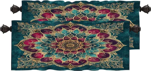 Vista 86 de Cortinas opacas para el océano marítimo, anclas, arte náutico, cortinas de media ventana para cocina con bolsillo para barra, oscurecimiento