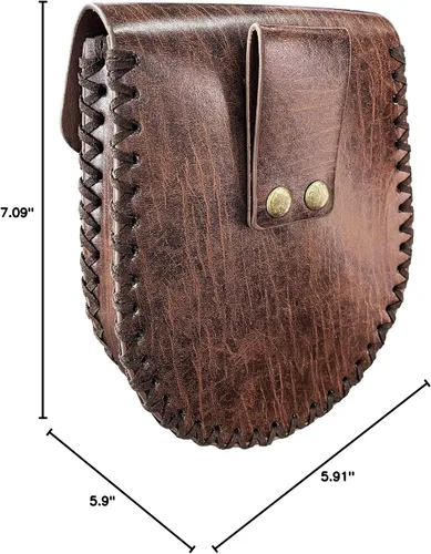 Vista 7 de HiiFeuer Cinturón nórdico en relieve, bolsillo lateral de piel sintética medieval retro, bolso de cintura portátil vintage para LARP Ren Faire