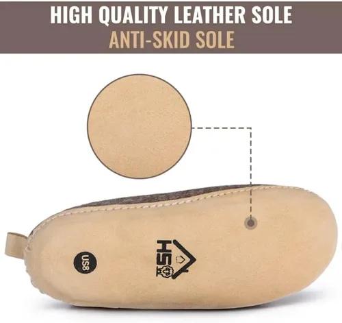 Vista 4 de HAUSSIMPLE Wool Indoor Slippers Unisex Cozy House Shoes for Men Women Natural Sheep Felt Bedroom Warm Slip-On Soft Comfy Sheepskin Loafers