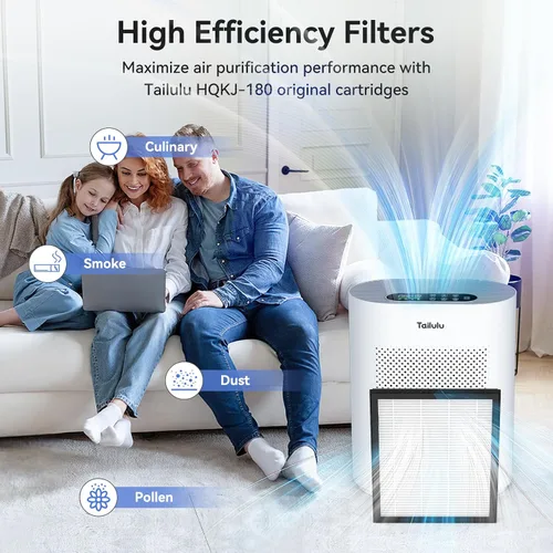 Vista 5 de Tailulu Tailulu HQKJ-180 Filtro purificador de aire para purificador de aire, grado H14 True HEPA para filtro de habitaciones grandes, alergias