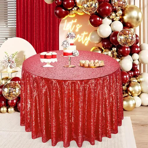 Vista 112 de B-COOL Mantel de lentejuelas con brillo para mesas, color azul bebé, mantel de lentejuelas para decoración de mesas, para bodas, Navidad