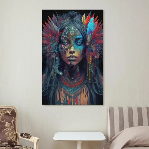 Vista 7 de Lianjue - Póster de princesa azteca, arte azteca, arte psíquico, un póster de arte temeroso, póster de princesa azteca, lienzo femenino, póster