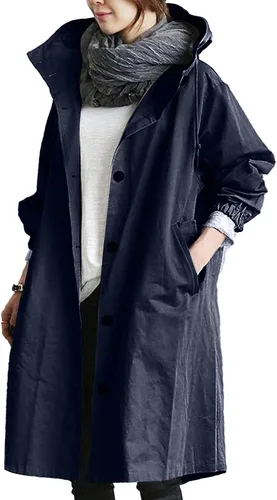 Vista 2 de Lovor Chaqueta cortavientos básica para mujer, talla grande, con cinturón, manga larga, con bolsillos, abrigos largos con cinturón, Rosado