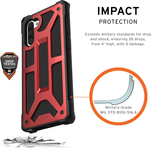Vista 4 de UAG - Funda para Samsung Galaxy Note10 [pantalla de 6.3 pulgadas] Monarch Feather-Light Rugged [Crimson] funda militar probada contra caídas
