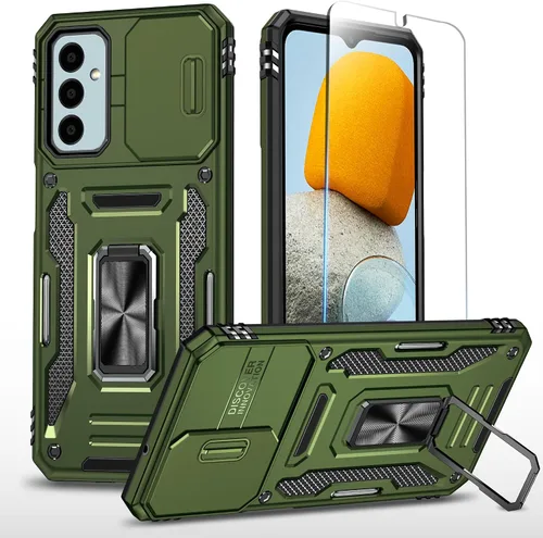 Vista 20 de SunStory Funda compatible con Samsung Galaxy A17 5G con protector de pantalla HD, cubierta de cámara deslizante y soporte de anillo giratorio, a