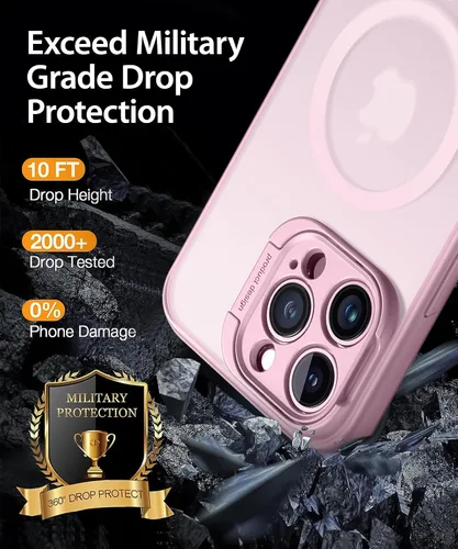 Vista 6 de Funda diseñada para iPhone 15 Pro Max, potente atracción magnética [soporte de protector de cámara] [protección contra caídas de grado militar]