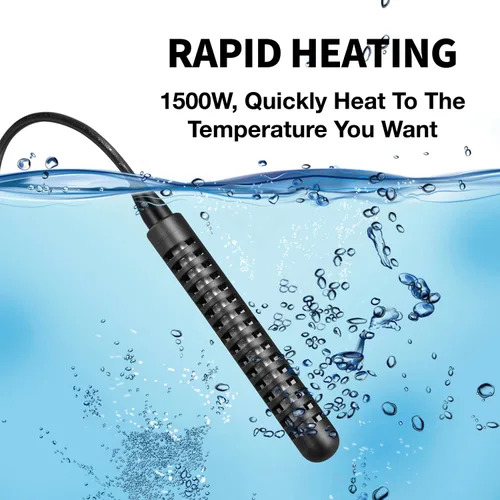 Vista 3 de GRILLME Calentador de agua de inmersión de 1500W con controlador de temperatura inteligente, calentador eléctrico portátil totalmente sumergible