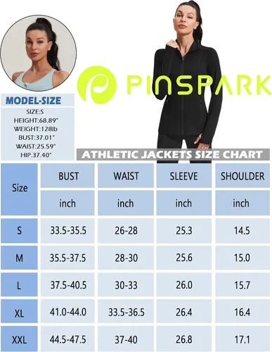 Vista 6 de PINSPARK Chaquetas atléticas para mujer, chaqueta de entrenamiento ajustada con cremallera completa, para correr, gimnasio, yoga, deportes, tops