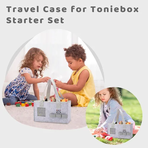 Vista 6 de MEILADY-X Estuche para juego de iniciación Toniebox - Bolsa para figuras Tonies Estuche de transporte portátil para juguete musical educativo