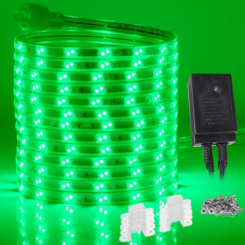 Vista 11 de 1860 LED, tira de luces LED planas rojas de 100 pies de 16 modos para exteriores, SMD 2835, impermeable, permanente, resistente, para exteriores