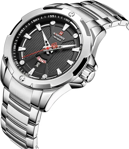 Vista 2 de NAVIFORCE - Reloj de pulsera de cuarzo analógico para hombre de acero inoxidable impermeable
