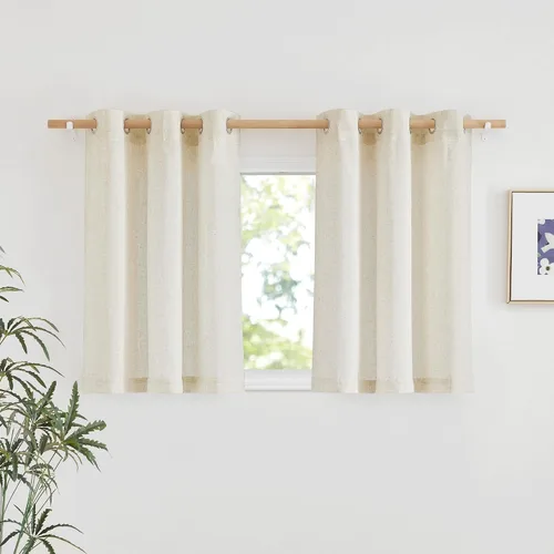Vista 167 de NICETOWN - Cortinas de lino angora para ventana de cocina sobre el fregadero, con ojales, lino grueso angora, tratamientos cortos para ventanas