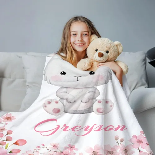 Vista 77 de Manta de bebé personalizada para niñas y niños pequeños, recién nacidos, regalos personalizados de vaca floral con nombre y texto, 40 x 30 pulgadas