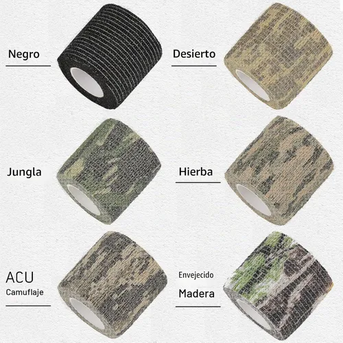 Vista 2 de 12 rollos de cinta de camuflaje de camuflaje de vendaje autoadhesivo de 2 pulgadas x 5 yardas, envoltura protectora de camuflaje autoadhesiva