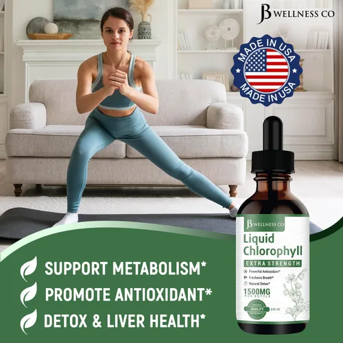 Vista 5 de Paquete de 2 gotas de clorofila líquida, concentrado totalmente natural, apoyo al sistema inmunológico, refuerzo de energía y digestión, de hojas