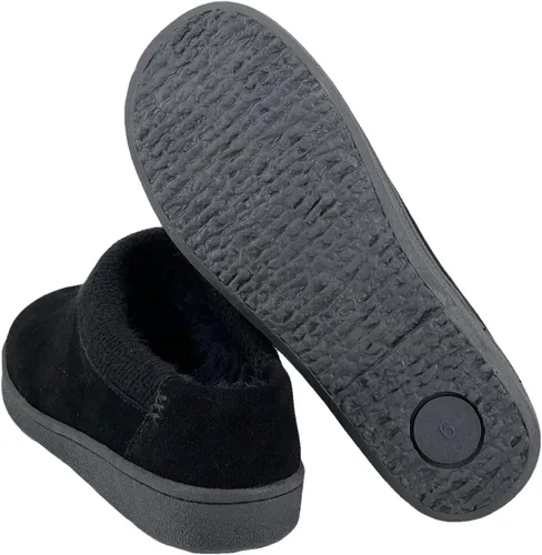 Vista 6 de Clarks Pantuflas de gamuza para mujer JMH2175 con cuello de punto, forro de piel sintética de felpa suave, pantuflas de casa para interiores