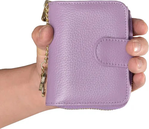 Vista 7 de Beurlike billetera de cuero, con tarjetero con bloqueo RFID, organizador, billetera segura para mujer