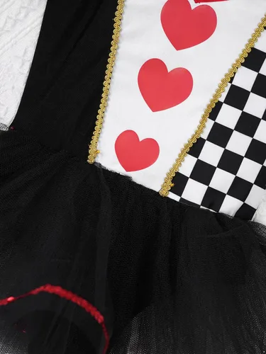 Vista 6 de Disfraz de tutú de malla con estampado de corazones para niñas y niñas, leotardos para fiesta de Halloween