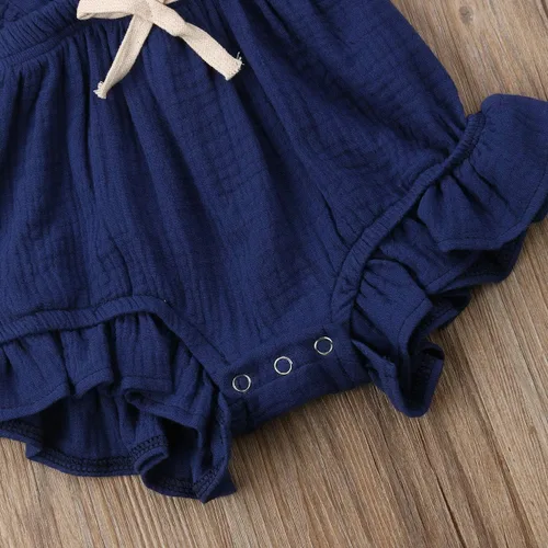 Vista 5 de Mameluco para bebé niña recién nacida de algodón con diseño de mangas con volantes, una sola pieza