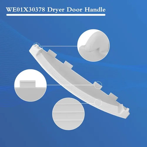 Vista 4 de WE01X30378 Manija de puerta de secadora para GE GUD27ESSMWW GUD27ESSM1WW – Reemplaza WE01X25878, WE1M1068, 4958906, AP6983534, PS12743305